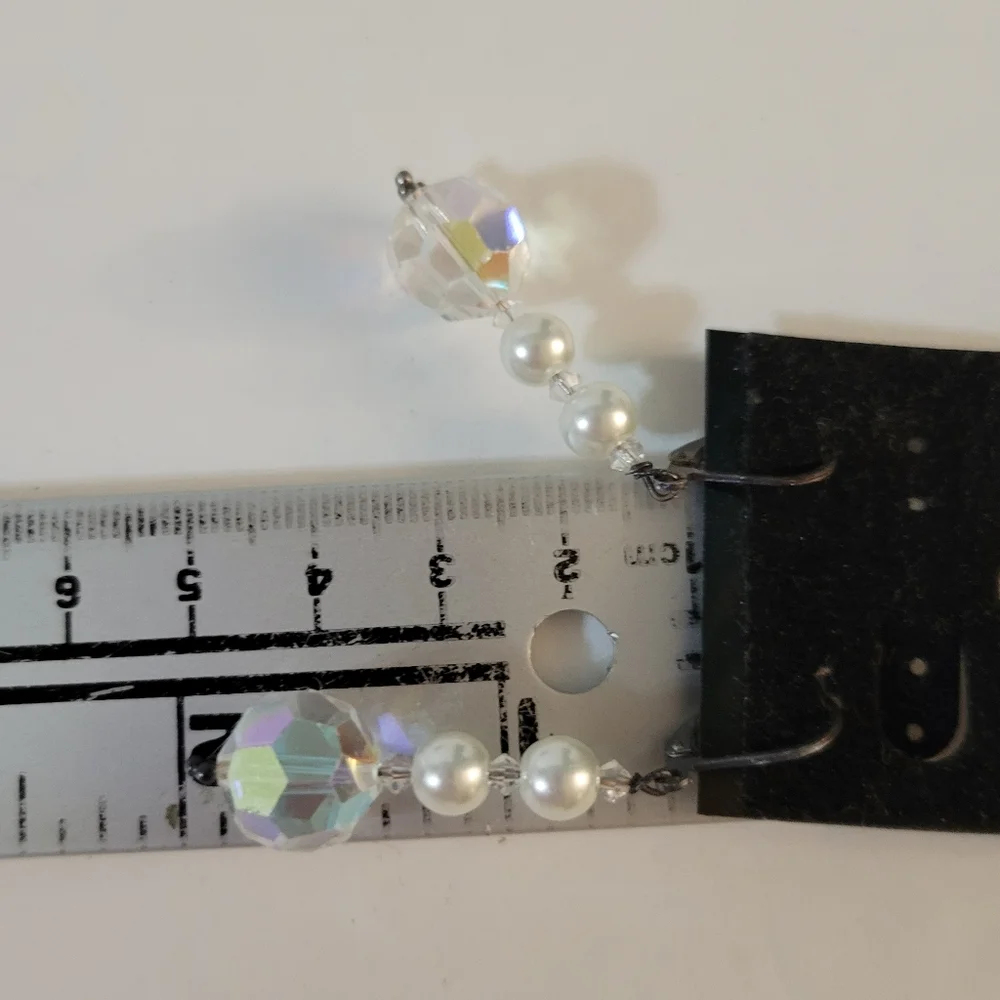 Hand Crafted Beaded Earrings Crystal Pearl New